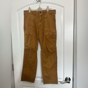 Anthropologie The Wanderer Linen Blend Ankle Utility Pants Brown Tan size 28